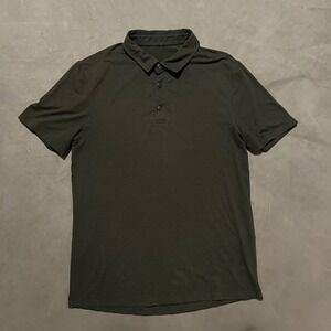 Lululemon Shirt Mens Medium Black Evolution Polo Casual Preppy Stretch Golf Logo